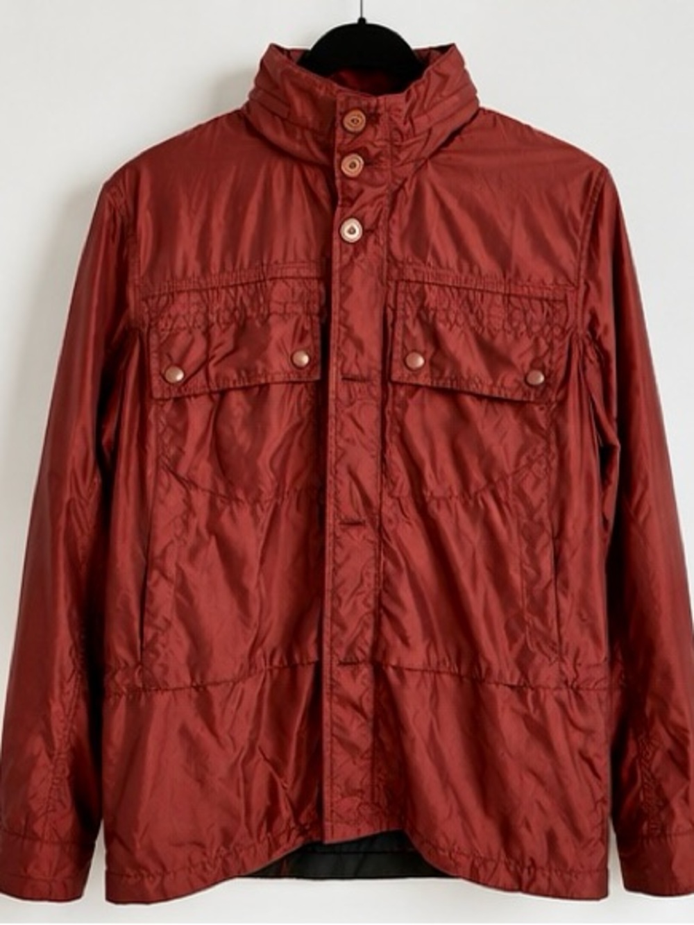 PRETTY GREEN by LIAM GALLAGHER Men’s Felton Hooded Jacket Shimmery Burgundy Red